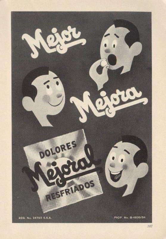Afiche de la campaña para Mejoral con el slogan: Mejor, mejora, mejoral