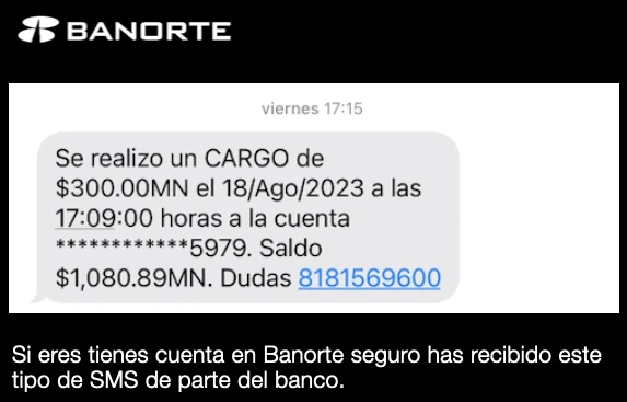 un SMS que muestra la experiencia de usuario en comunicaciones bancarias