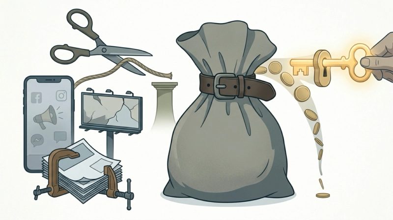 imagen conceptual del recorte del presupuesto de marketing